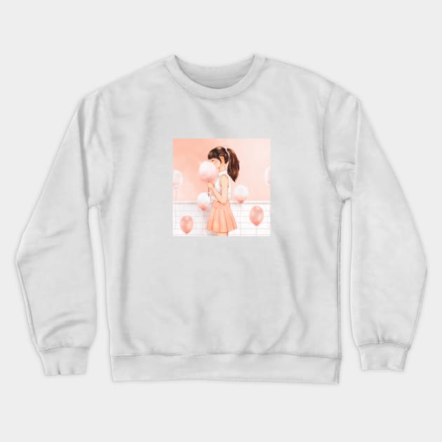 Peach Pastel Girl Crewneck Sweatshirt by gerimisore